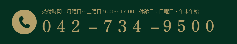 受付時間:平日9:00~17:00 休診日:土・日・祝 042-734-9500